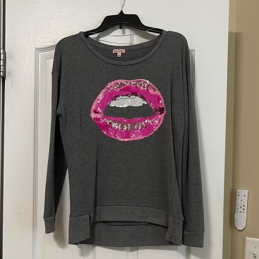Juicy Couture Gray Graphic Sequin Hoodie